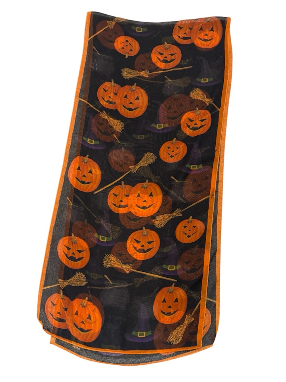 🎃VTG 90s Halloween Fall Pumpkin Whimsy Rectangular Head Wrap Scarf
